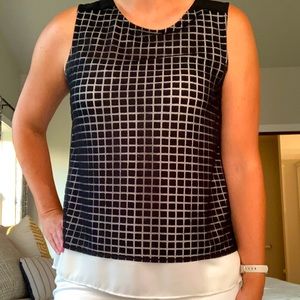The Limited Sheer overlay Tank black and white medium